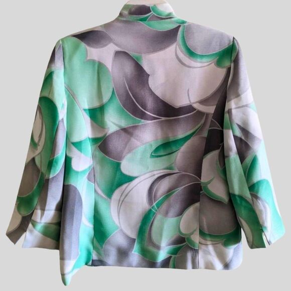 Alfred Dunner Blazer Women's Size 10 Green Gray Abstract Swing Jacket NWT Lined - Picture 3 of 11